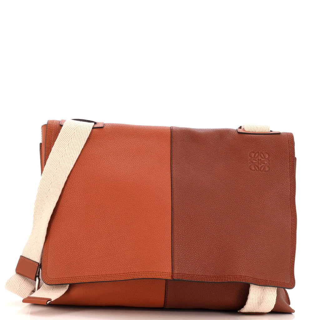Loewe Easy Messenger Flap Bag Leather Medium Brown 26489078