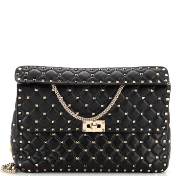 Valentino Garavani Rockstud Spike Flap Bag Quilted Leather Large