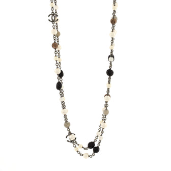Chanel CC Coco Long Necklace Metal with Faux Pearl and Beads
