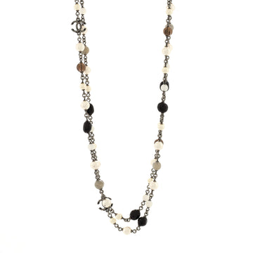 Chanel CC Coco Long Necklace Metal with Faux Pearl and Beads