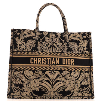 Christian Dior Book Tote Embroidered Canvas Large