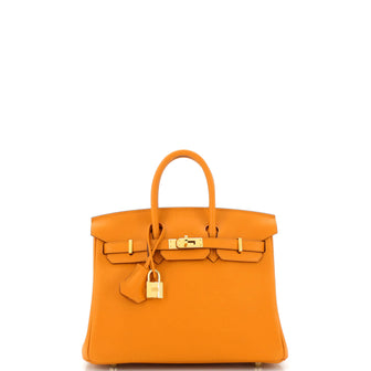 Hermes Birkin Handbag Orange Swift with Gold Hardware 25