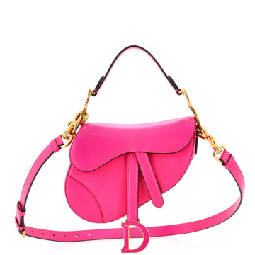 Christian Dior Saddle Handbag with Strap Leather Mini