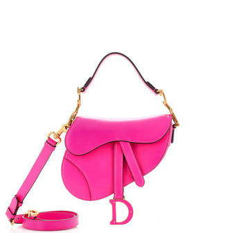 Christian Dior Saddle Handbag with Strap Leather Mini