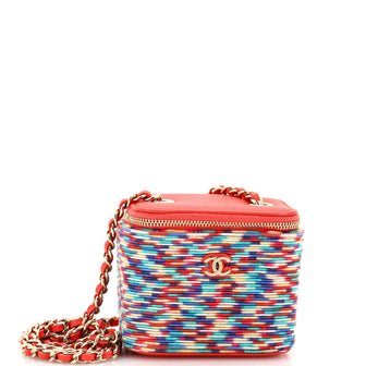 Chanel Classic Vanity Case with Chain Multicolor Embroidered Thread Mini