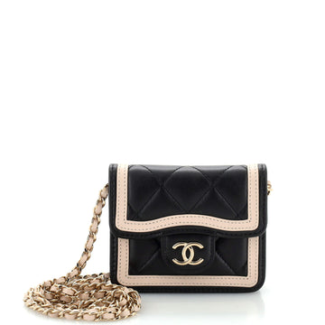 Chanel Strip On CC Flap Clutch with Chain Quilted Lambskin