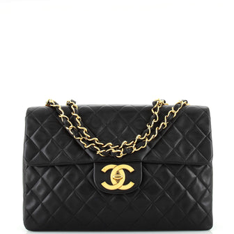Chanel Vintage Classic Single Flap Bag Quilted Lambskin Maxi