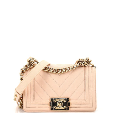 Chanel Boy Flap Bag Chevron Caviar Small