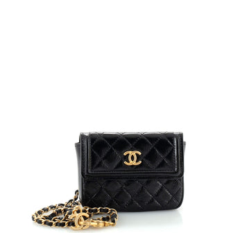 Chanel CC Flap Chain Belt Bag Quilted Shiny Aged Calfskin
