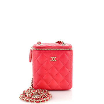 Chanel Vertical Classic Vanity Case with Chain Quilted Caviar Small