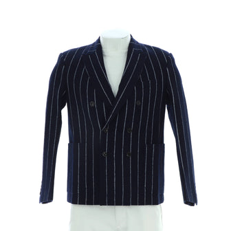Louis Vuitton Men's Double Breasted Stripe Jacket Wool Blend