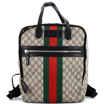 Gucci Web Zip Handle Backpack GG Coated Canvas