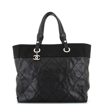 Chanel Biarritz Tote Quilted Coated Canvas Large