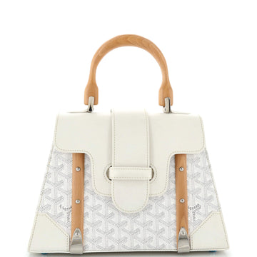 Goyard Saigon Top Handle Bag Coated Canvas with Leather PM