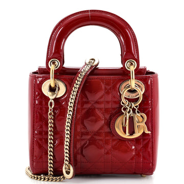 Christian Dior Lady Dior Chain Bag Cannage Quilt Patent Mini