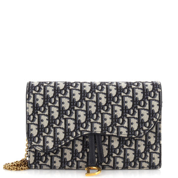 Christian Dior Saddle Chain Clutch Oblique Canvas