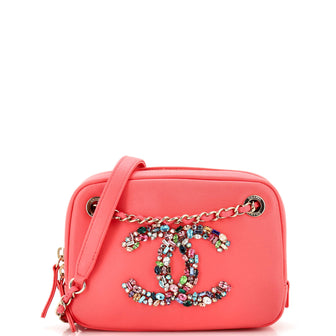 Chanel Giant Crystal CC Camera Bag Embellished Lambskin Small
