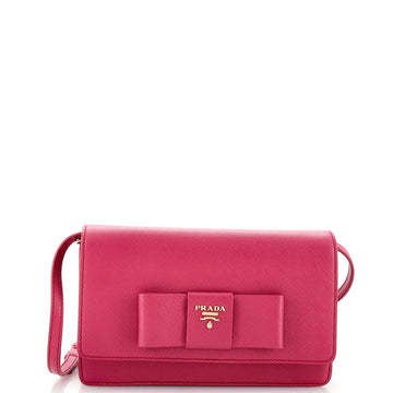 Prada Bow Wallet on Strap Saffiano Leather Small