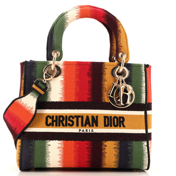 Christian Dior Lady D-Lite Bag Embroidered Canvas Medium