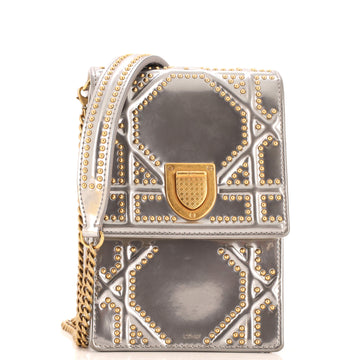 Christian Dior Diorama Vertical Clutch on Chain Studded Patent