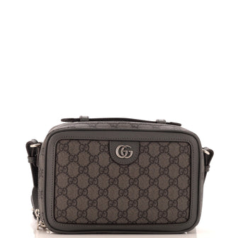 Gucci Ophidia Zip Around Camera Crossbody Bag GG Coated Canvas Small
