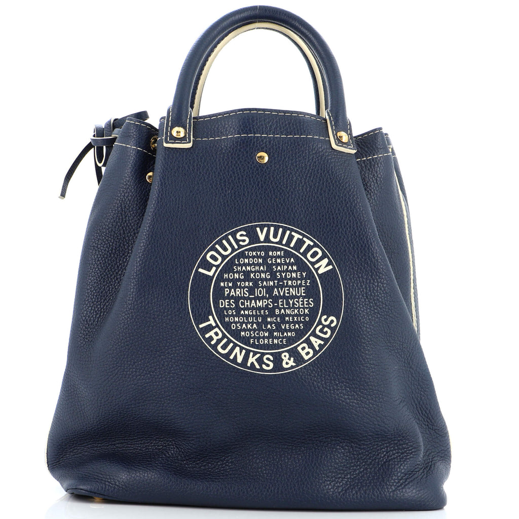 004LOUIS VUITTON ネイビー サンダル 収納袋付き Louis Vuitton Trunks and Bags Shoe Bag Tobago Leather Blue 2649312