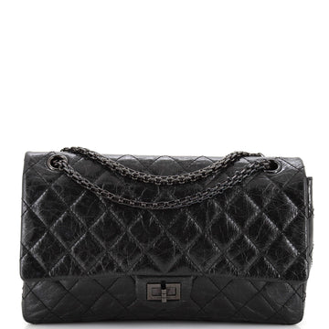 Chanel So Black Reissue 2.55 Flap Bag Quilted Glazed Calfskin 225