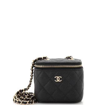 Chanel Classic Vanity Case with Chain Quilted Caviar Mini