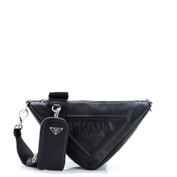 Prada Triangle Logo Zip Crossbody Bag Leather Small