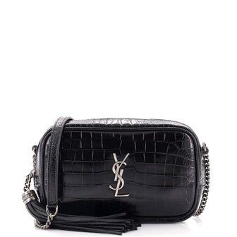 Saint Laurent Lou Camera Bag Crocodile Embossed Leather Mini