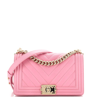 Chanel Boy Flap Bag Chevron Calfskin Old Medium