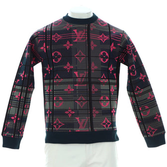 Louis Vuitton Men's Madras Monogram Jacquard Sweater Cotton Blend