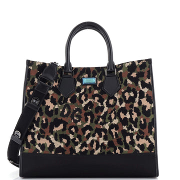 Dolce & Gabbana Shopping Tote Printed Canvas with Leather Large