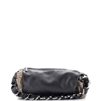 Chanel Vintage Chain Shoulder Bag Leather with Tweed