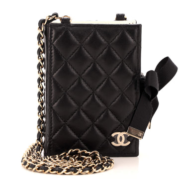 Chanel CC Book Card Holder with Chain Quilted Lambskin