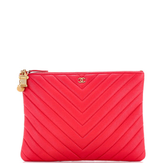 Chanel Paris-Athens O Case Clutch Chevron Caviar Medium