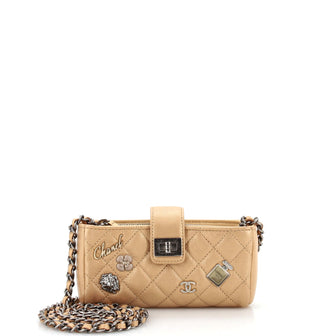 Chanel Lucky Charms Reissue Chain Phone Holder Crossbody Bag Quilted Aged Calfskin Mini