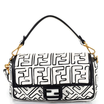 Fendi Baguette NM Bag Joshua Vides Zucca Embossed Leather Medium