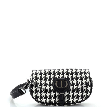 Christian Dior Bobby Flap Bag Houndstooth Embossed Calfskin East West