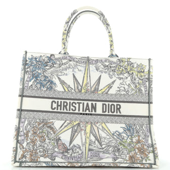 Christian Dior Book Tote Embroidered Canvas Large