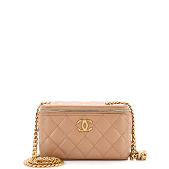 Chanel All Slide Long Vanity Case with Chain Quilted Lambskin Small