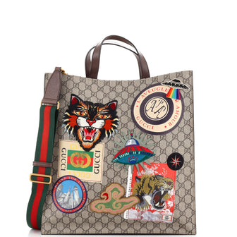 Gucci Courrier Convertible Soft Open Tote GG Coated Canvas with Applique North South
