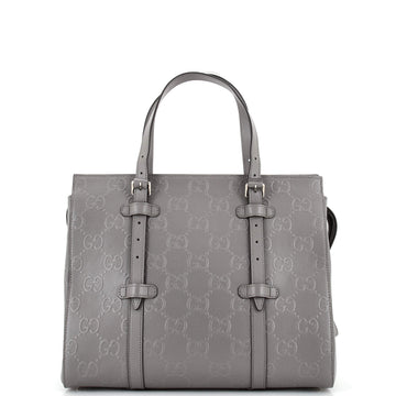 Gucci Tote Bag GG Embossed Perforated Leather
