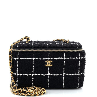 Chanel Pearl Crush Vanity Case with Chain Quilted Multicolor Tweed Small