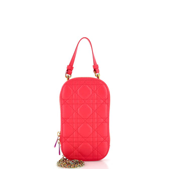 Christian Dior Lady Dior Phone Holder on Chain Cannage Quilt Lambskin