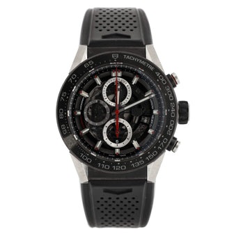 Tag Heuer Carrera Calibre Heuer 01 Skeleton Chronograph Automatic Watch Stainless Steel with PVD and Rubber 45