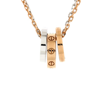 Cartier Love 3 Ring Pendant Necklace 18K Rose Gold and 18K White Gold with 6 Diamonds