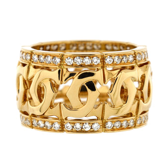 Cartier Vintage Double C de Cartier Band Ring 18K Yellow Gold with Diamonds Wide