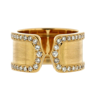 Cartier C de Cartier Ring 18K Yellow Gold with Pave Diamonds 10mm