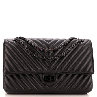 Chanel So Black Reissue 2.55 Flap Bag Chevron Aged Calfskin 226